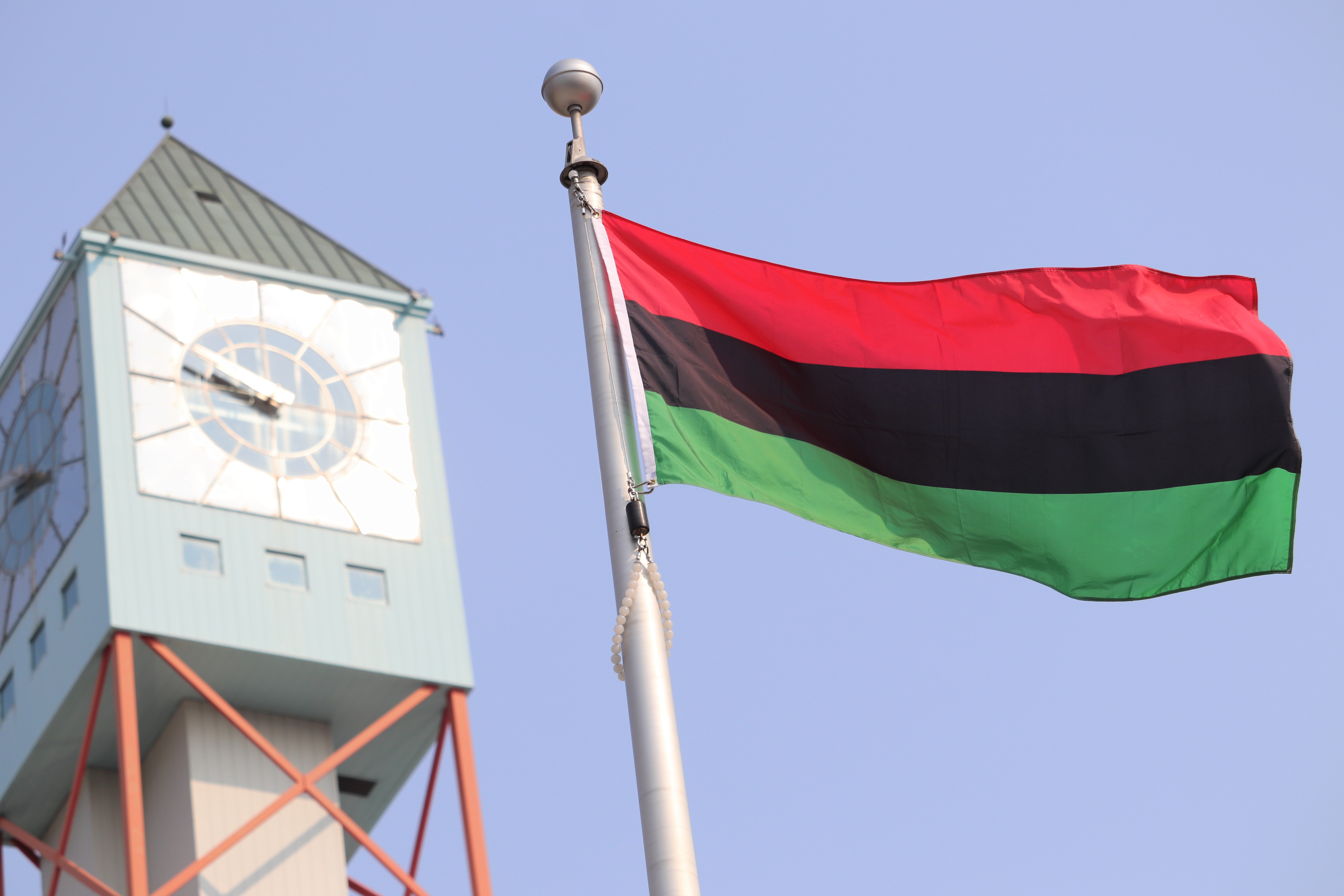 Pan-African flag flying at Civic Centre.